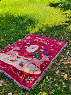 Thick Knitted Gold Thread Christmas Sofa Throw