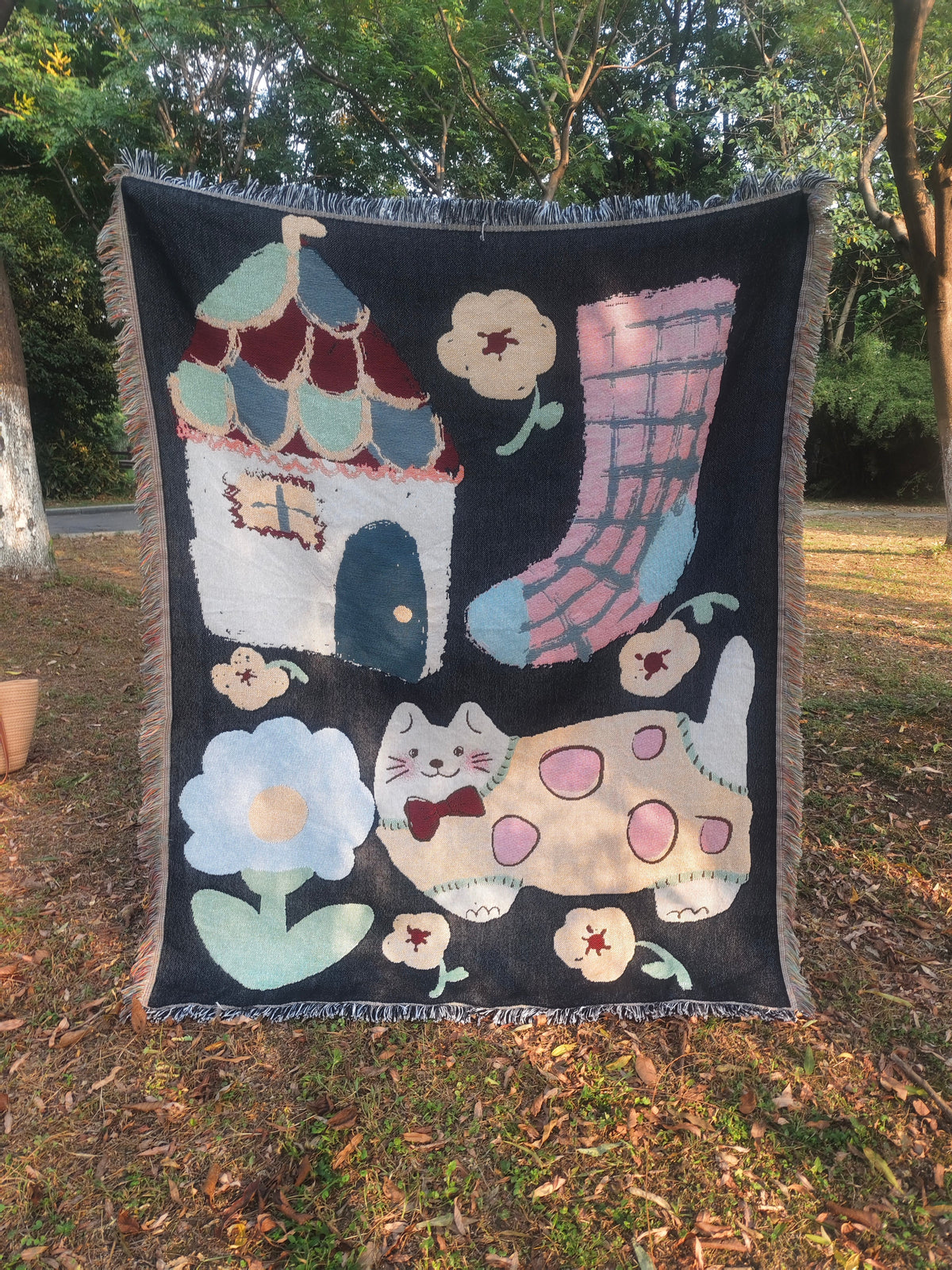 Knitted Tapestry Christmas Tree Sofa Throw