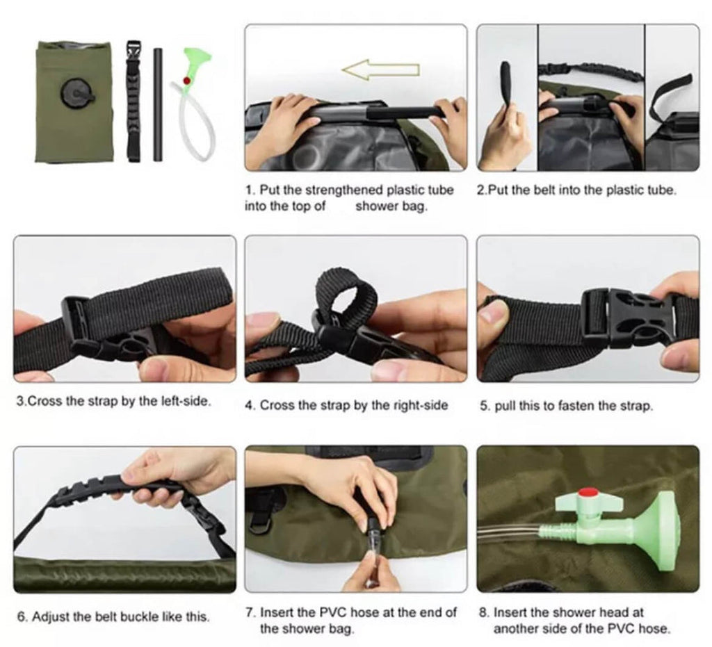 ZonFlow Foldable Outdoor Shower Bag – 20L Solar Heating
