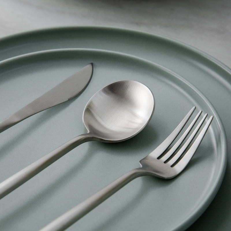 Minimalist Flatware Set – 20-Piece Titanium-Coated Stainless Steel Cutlery | Modern Matte Finish for Elegant Dining