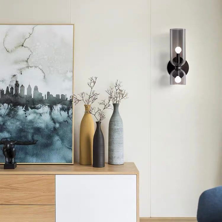 Glass Wall Light With Double Lamp Design