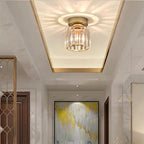 Modern Crystal Ceiling Light with Gold and Black Accents – Stylish Lighting for Your Home