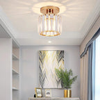 Modern Crystal Ceiling Light with Gold and Black Accents – Stylish Lighting for Your Home