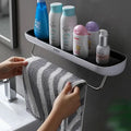Wall-Mount Bathroom Organizer with Towel Rack