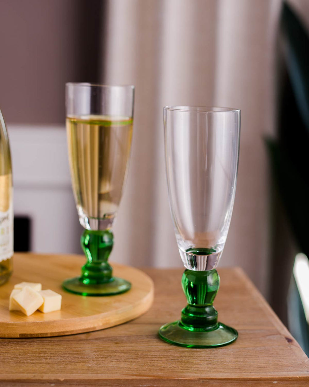 Swirl Green Champagne Flute - Set of 6