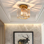 Modern Crystal Ceiling Light with Gold and Black Accents – Stylish Lighting for Your Home