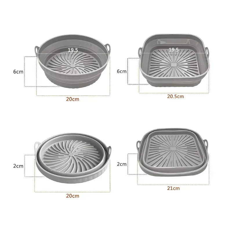 Heat-resistant silicone insert for hot air fryers with non-stick coating