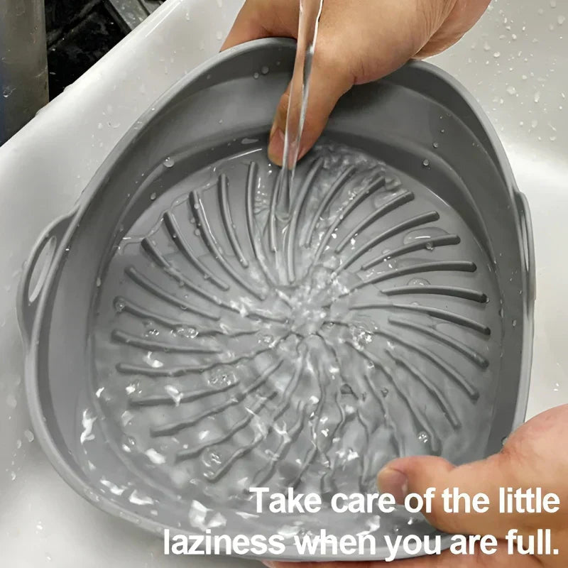 Heat-resistant silicone insert for hot air fryers with non-stick coating