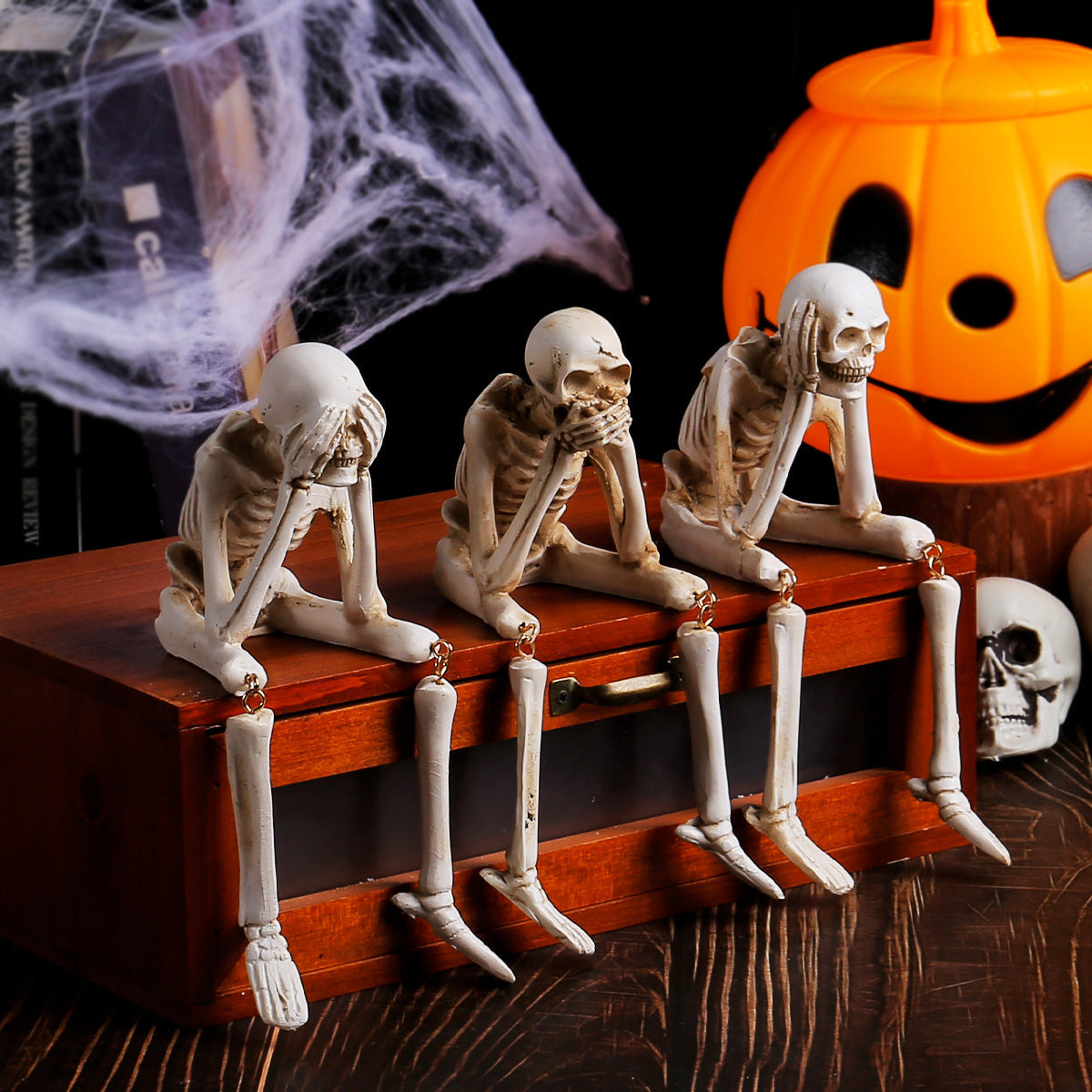 HauntTrio Boneyard Halloween Skeleton Ornaments (Set of 3)