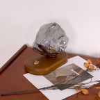 RusticLume – Amber Glass and Wooden Table Lamp