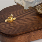 RusticLume – Amber Glass and Wooden Table Lamp
