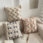 Boho lined fringe throw pillow cover