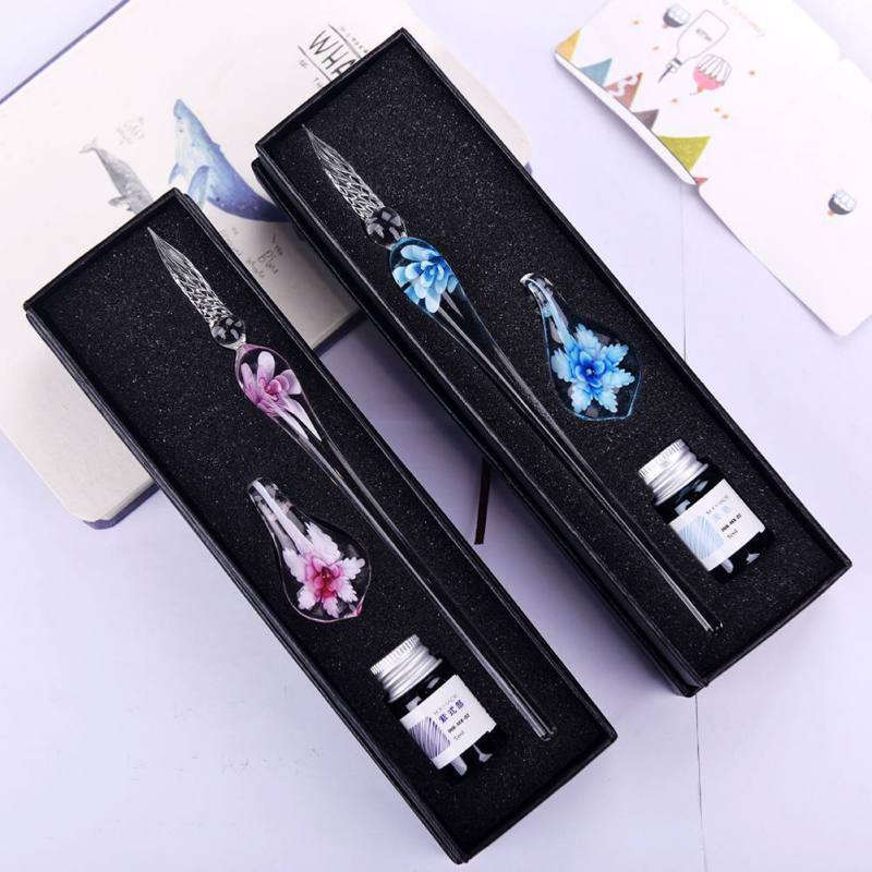 Glass Calligraphy Pen Set with Ink and Pen Holder