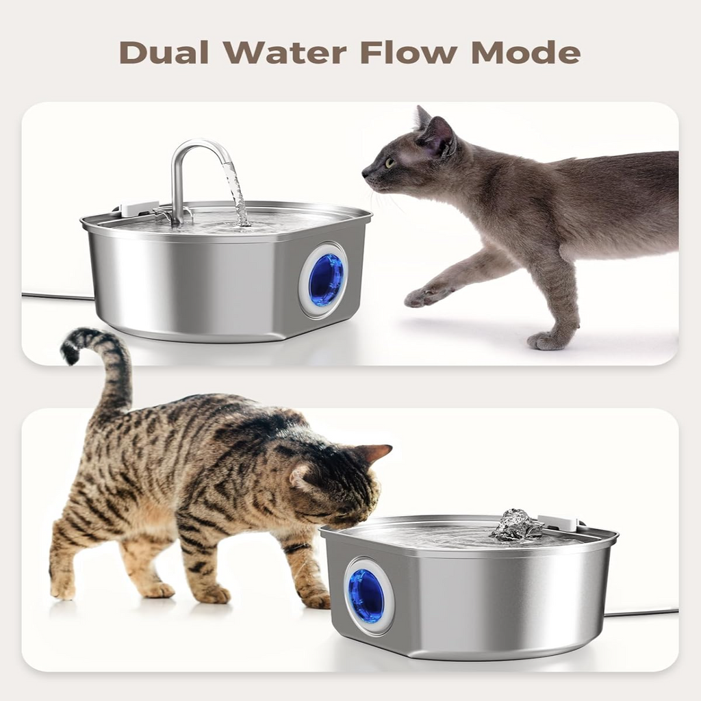 Felindra Cat Drinking Fountain Made of Stainless Steel | Flowing Water for Better Hydration | Quiet & Hygienic | 2.5 L Capacity