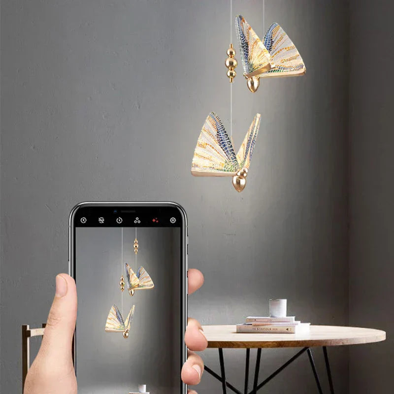 FlutterGlow – Artistic Butterfly-Shaped Pendant Lamp