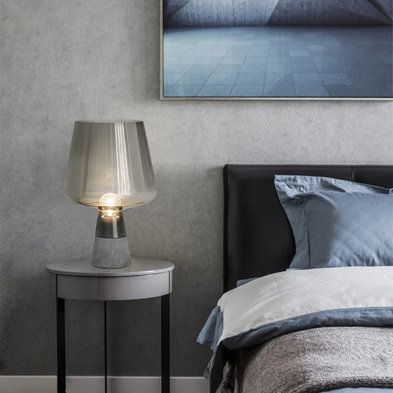 Industrial table lamp made of steel with glass shade – Modern vintage bedside lamp