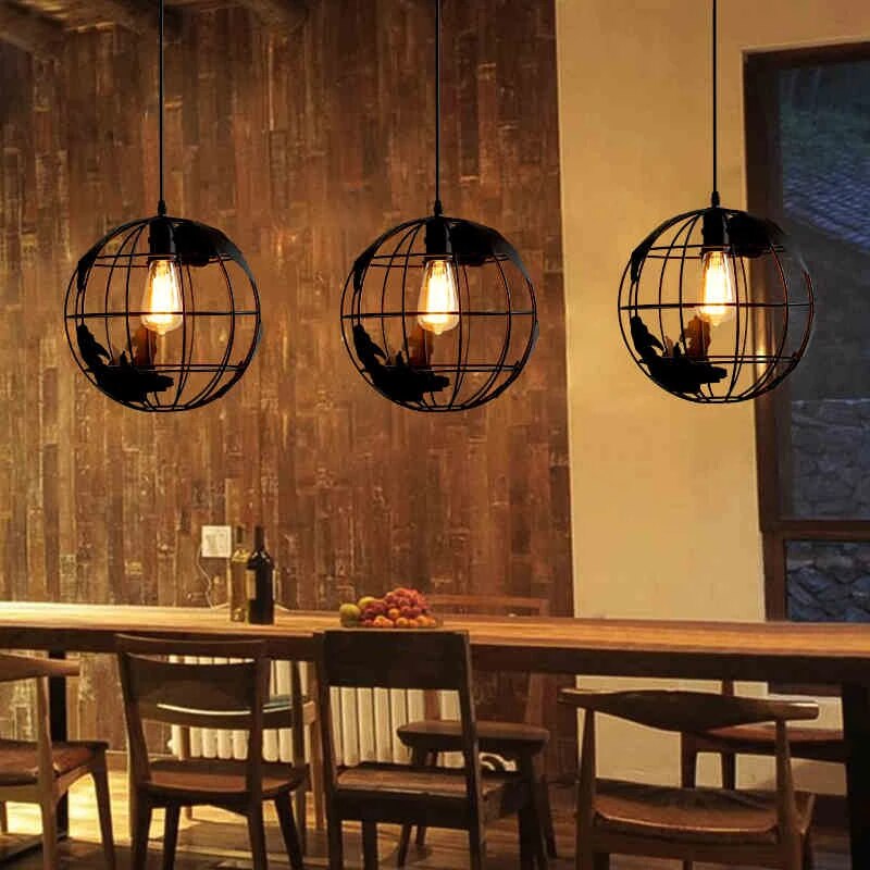 Industrial Vintage Iron Globe Pendant Light