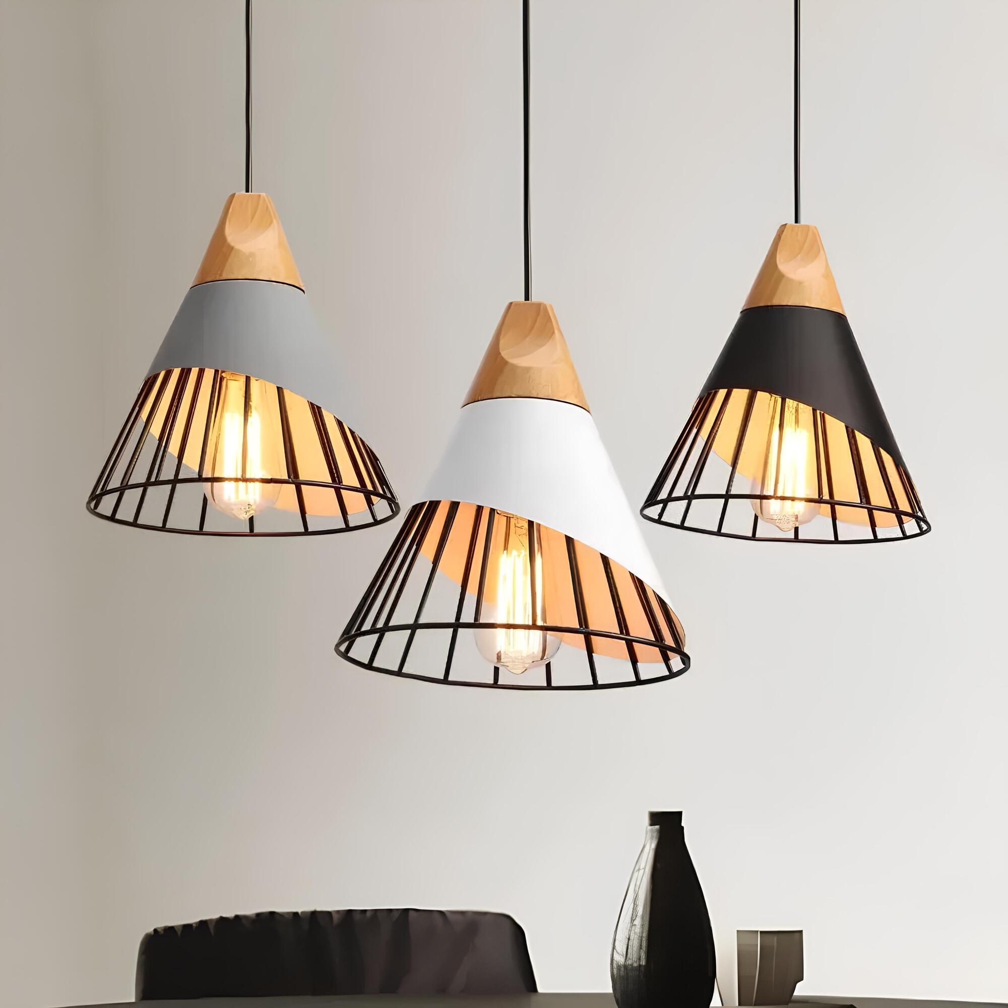Industrial Pendant Lamp With Open Cage Design
