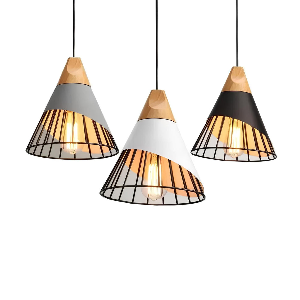 Industrial Pendant Lamp With Open Cage Design