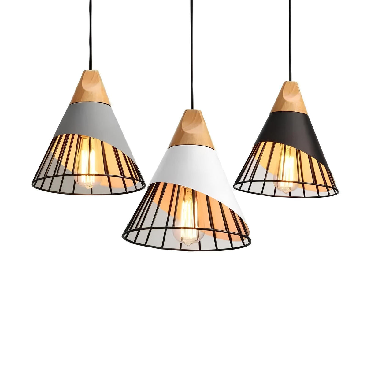 Industrial Pendant Lamp With Open Cage Design