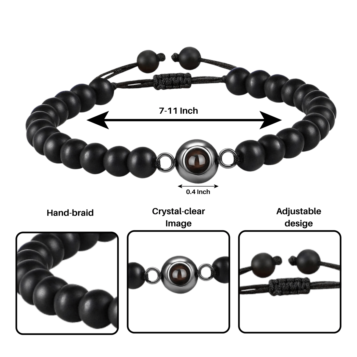 Projection Bracelet with Infinity Heart and Personalized Photo