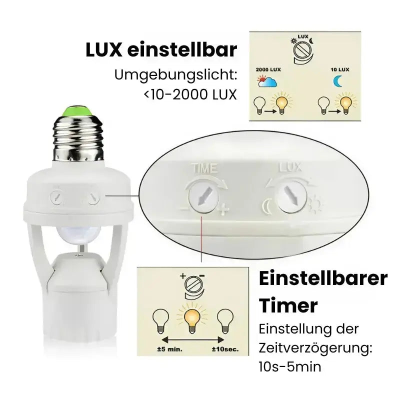 Intelligent motion sensor with adjustable time and light