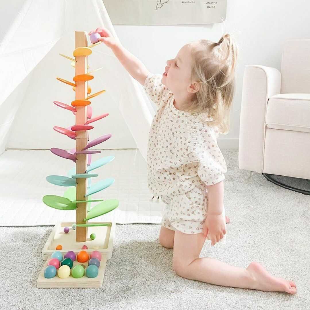 Rain Sound Play Tower – Educational Wooden Marbles Tower for Children