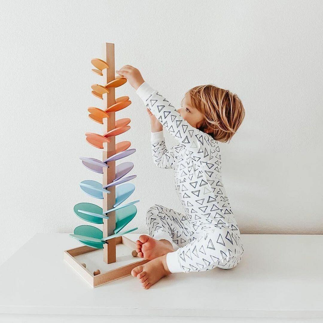 Rain Sound Play Tower – Educational Wooden Marbles Tower for Children