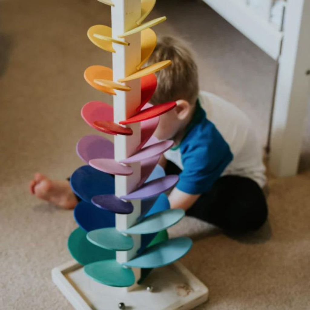 Rain Sound Play Tower – Educational Wooden Marbles Tower for Children