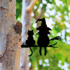 Metal art | Witch and cat garden decoration