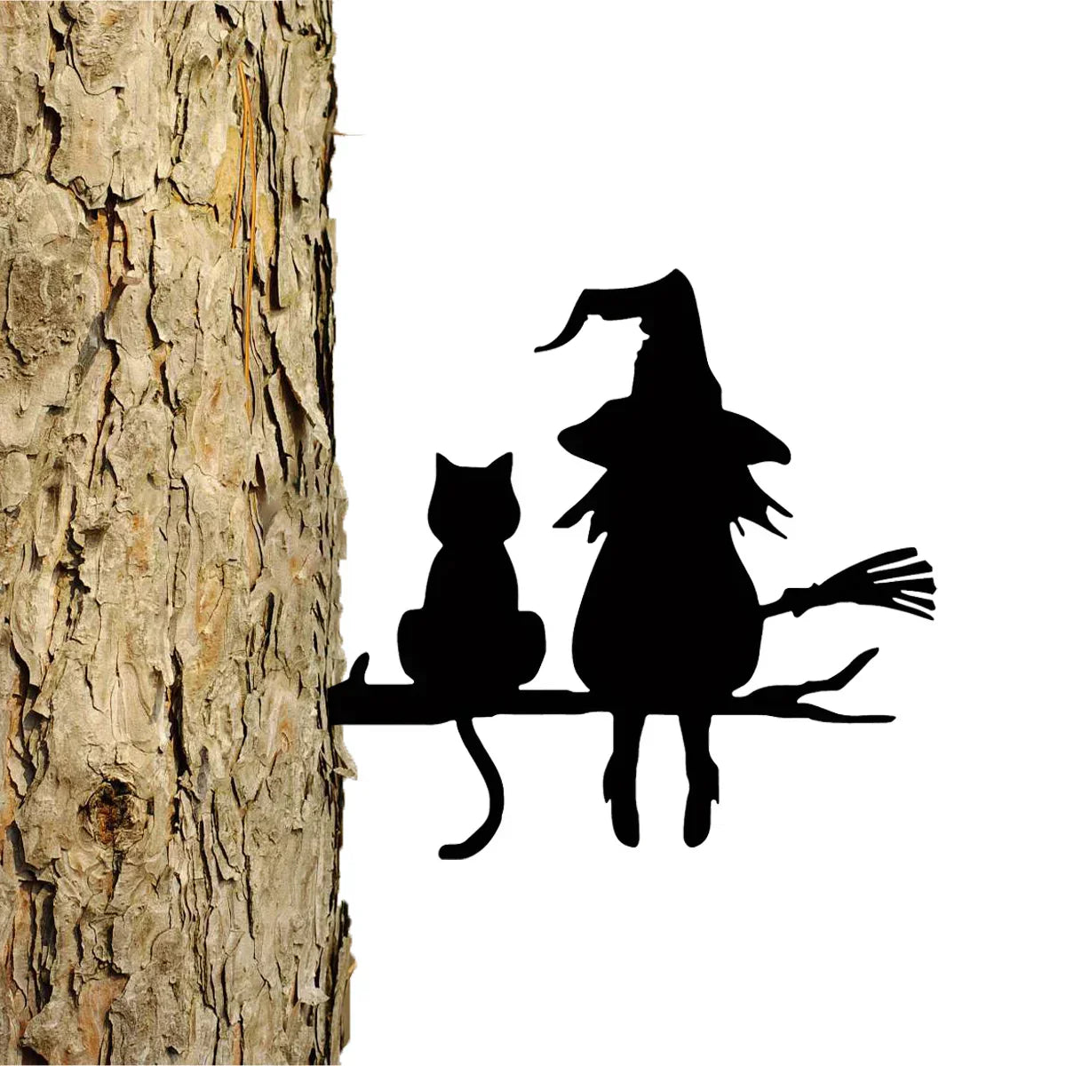 Metal art | Witch and cat garden decoration