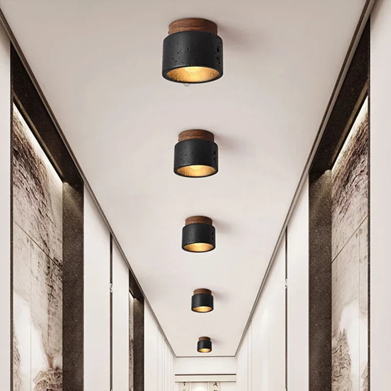 Modern Stone Ceiling Light – Rustic Lighting for Living Room and Hallway