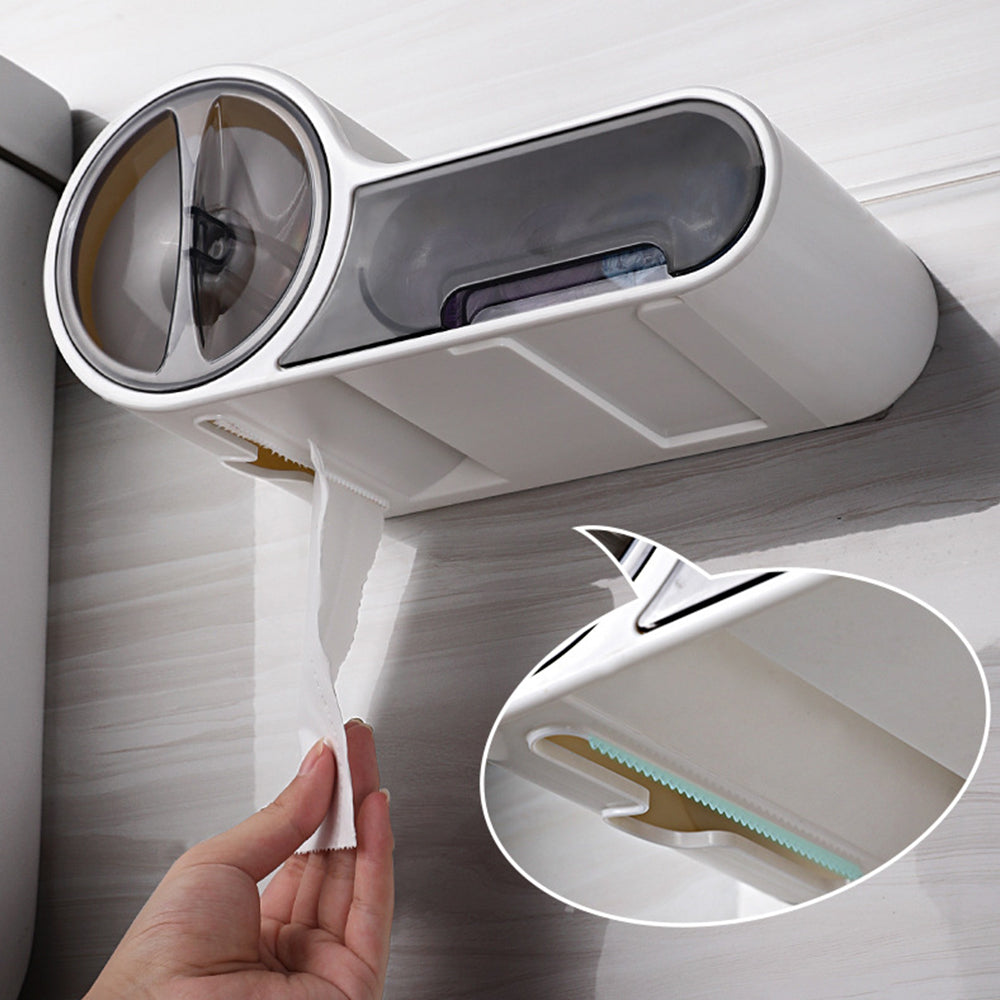 DryHold Self-Adhesive Toilet Paper Holder – Waterproof Wall Solution with Extra Storage Space