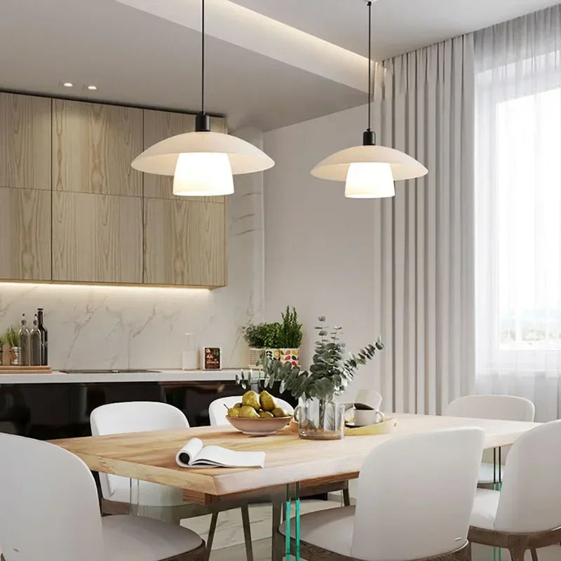Modern Japanese Pendant Light Made of Glass – Minimalist Hanging Light for Dining Room and Kitchen