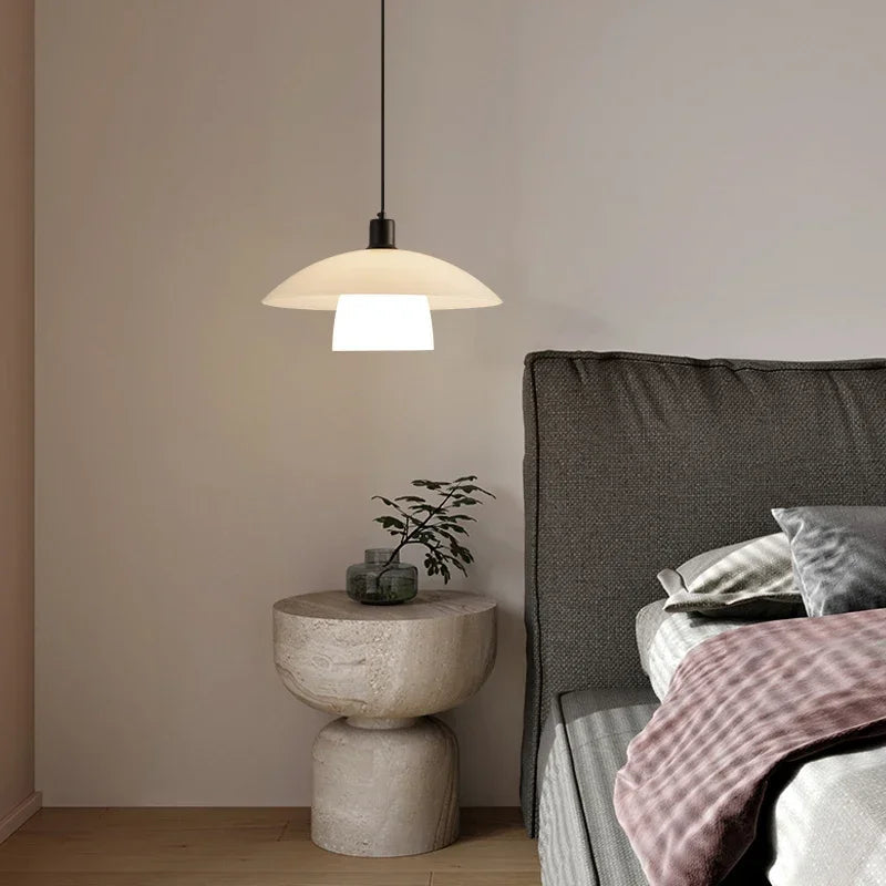 Modern Japanese Pendant Light Made of Glass – Minimalist Hanging Light for Dining Room and Kitchen