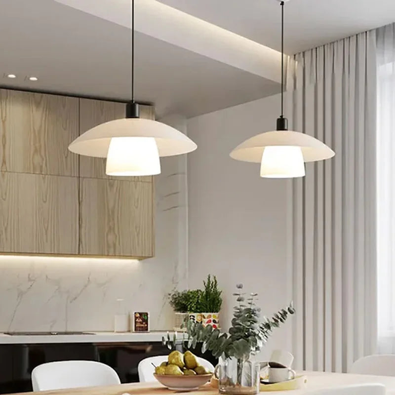 Modern Japanese Pendant Light Made of Glass – Minimalist Hanging Light for Dining Room and Kitchen