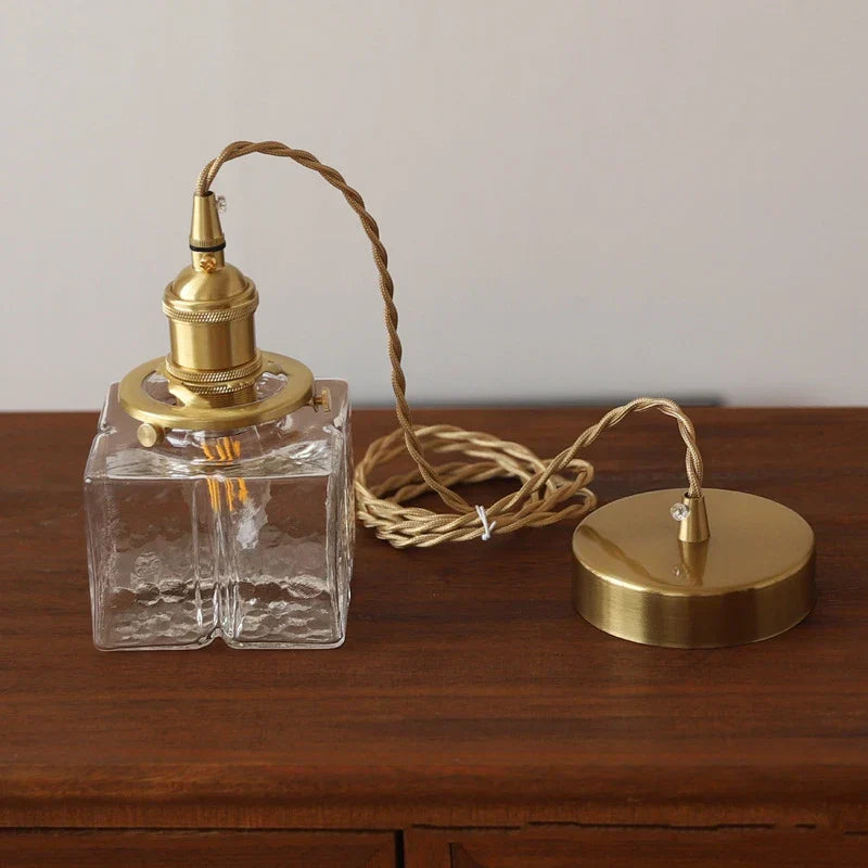 Vintage Glass Pendant Light - Rustic Hanging Lamp for Living Room & Dining Room