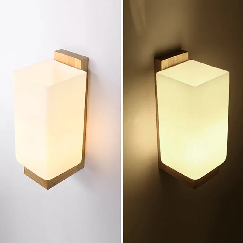 Japanese wall lamp made of wood for bedroom – Minimalist lamp with natural lighting