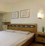 Japanese wall lamp made of wood for bedroom – Minimalist lamp with natural lighting