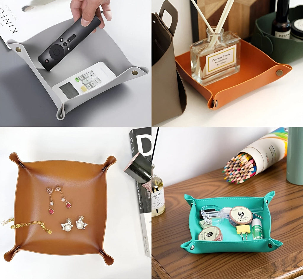 Leather tray catch basin storage box