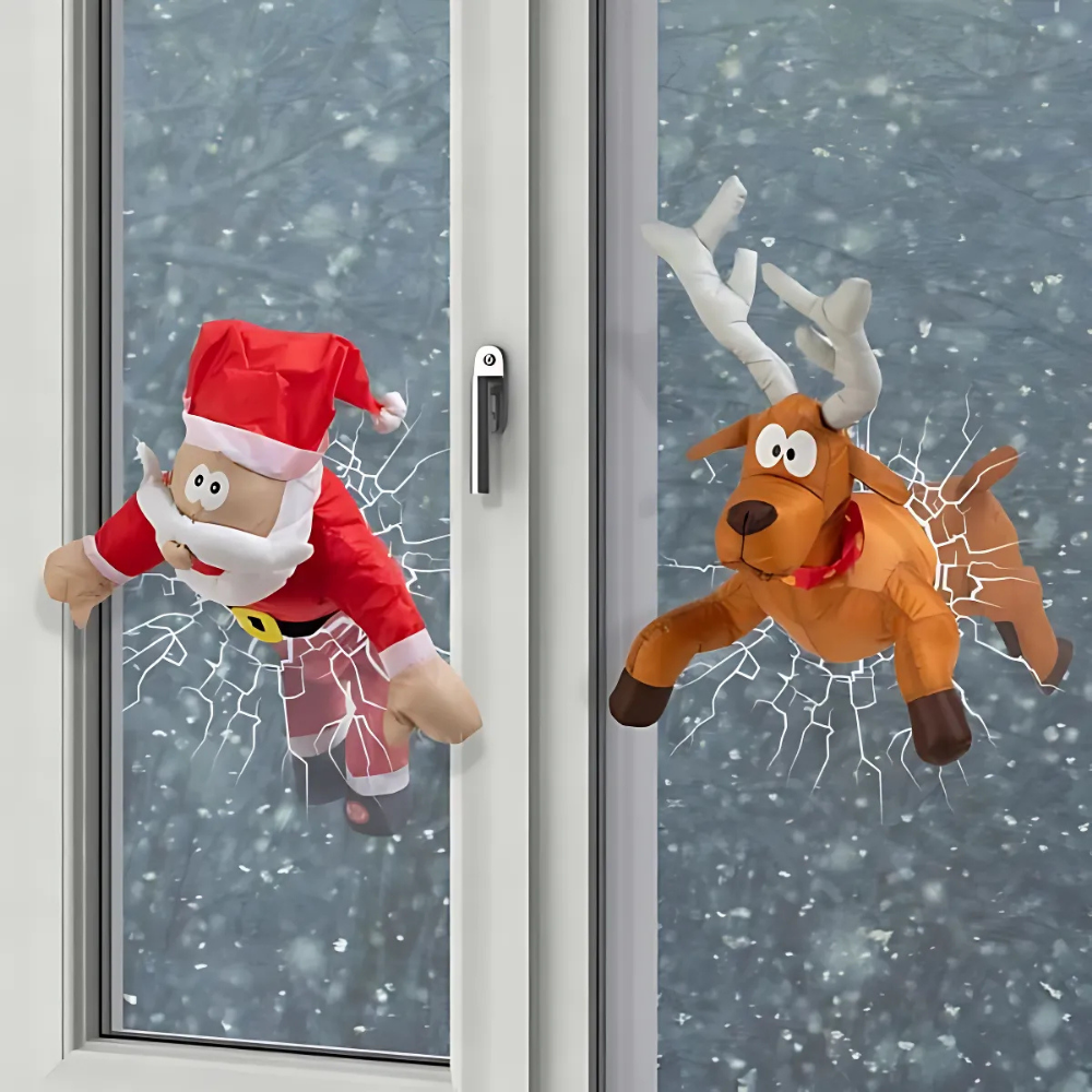 WindowFest | Christmas Window Decoration Santa Reindeer Party Decoration