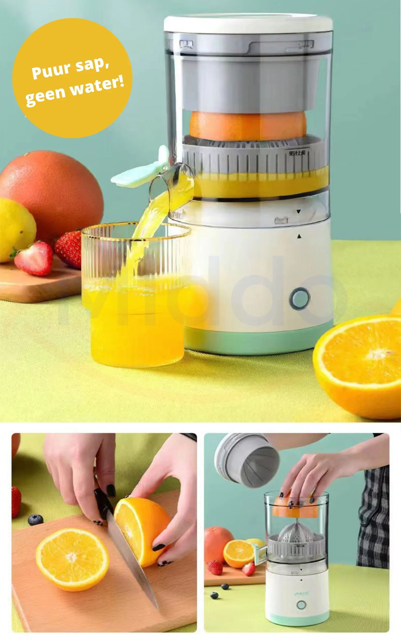 Electric citrus juicer with juice collector – For fresh juice in seconds