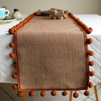 Jute Bohemian Pom-Pom Table Runner