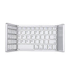 B033 Rechargeable 3-fold foldable 64 Keys Bluetooth Wireless Keyboard with Touchpad (Silver)