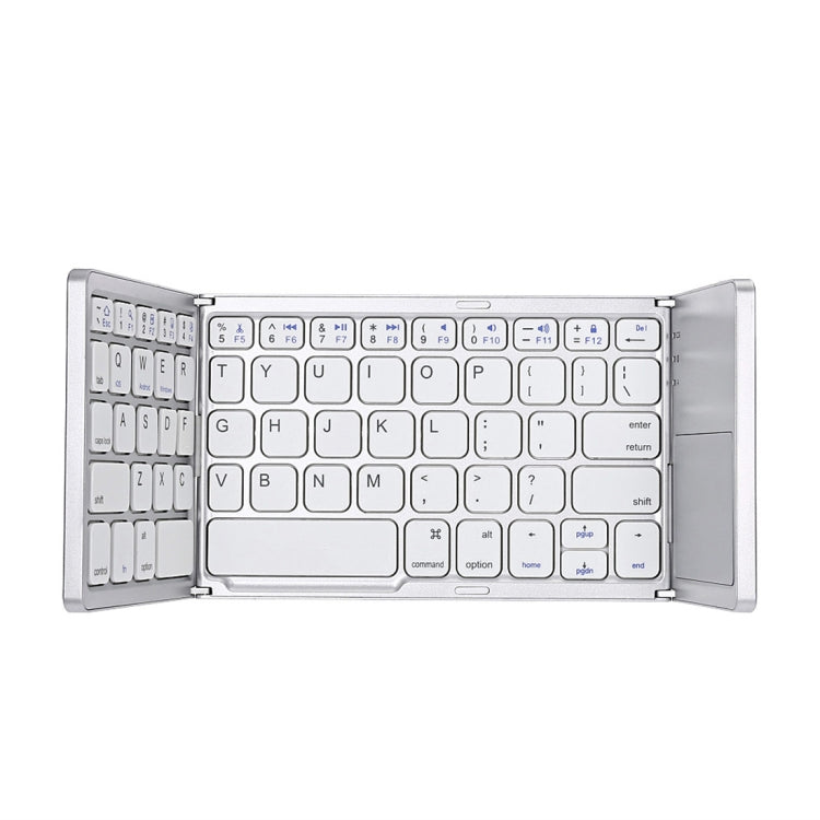 B033 Rechargeable 3-fold foldable 64 Keys Bluetooth Wireless Keyboard with Touchpad (Silver)