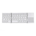 B033 Rechargeable 3-fold foldable 64 Keys Bluetooth Wireless Keyboard with Touchpad (Silver)