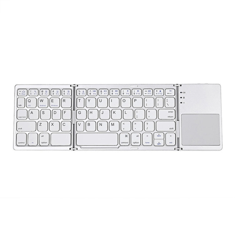 B033 Rechargeable 3-fold foldable 64 Keys Bluetooth Wireless Keyboard with Touchpad (Silver)