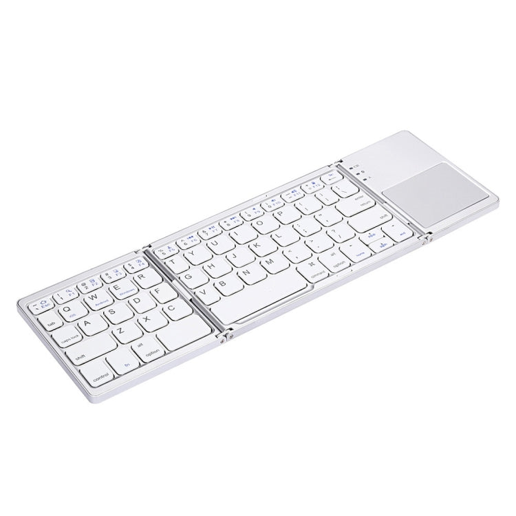 B033 Rechargeable 3-fold foldable 64 Keys Bluetooth Wireless Keyboard with Touchpad (Silver)