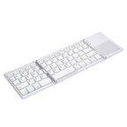 B033 Rechargeable 3-fold foldable 64 Keys Bluetooth Wireless Keyboard with Touchpad (Silver)