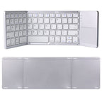 B033 Rechargeable 3-fold foldable 64 Keys Bluetooth Wireless Keyboard with Touchpad (Silver)